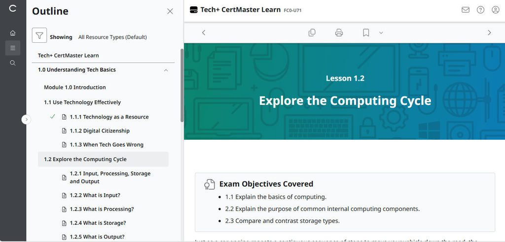CompTIA CertMaster Learn Tech+ FC0-U71 - Individual License (12 Months Access)