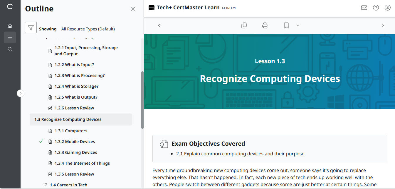 CompTIA CertMaster Learn Tech+ FC0-U71 - Individual License (12 Months Access)
