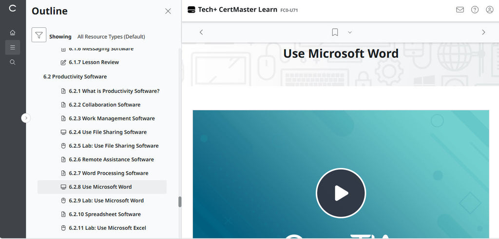 CompTIA CertMaster Learn Tech+ FC0-U71 - Individual License (12 Months Access)