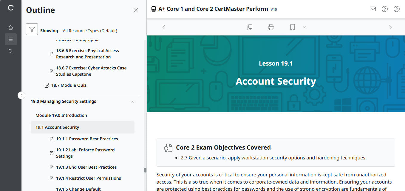 CompTIA A+ Core 1 & 2 CertMaster Perform  (V15)