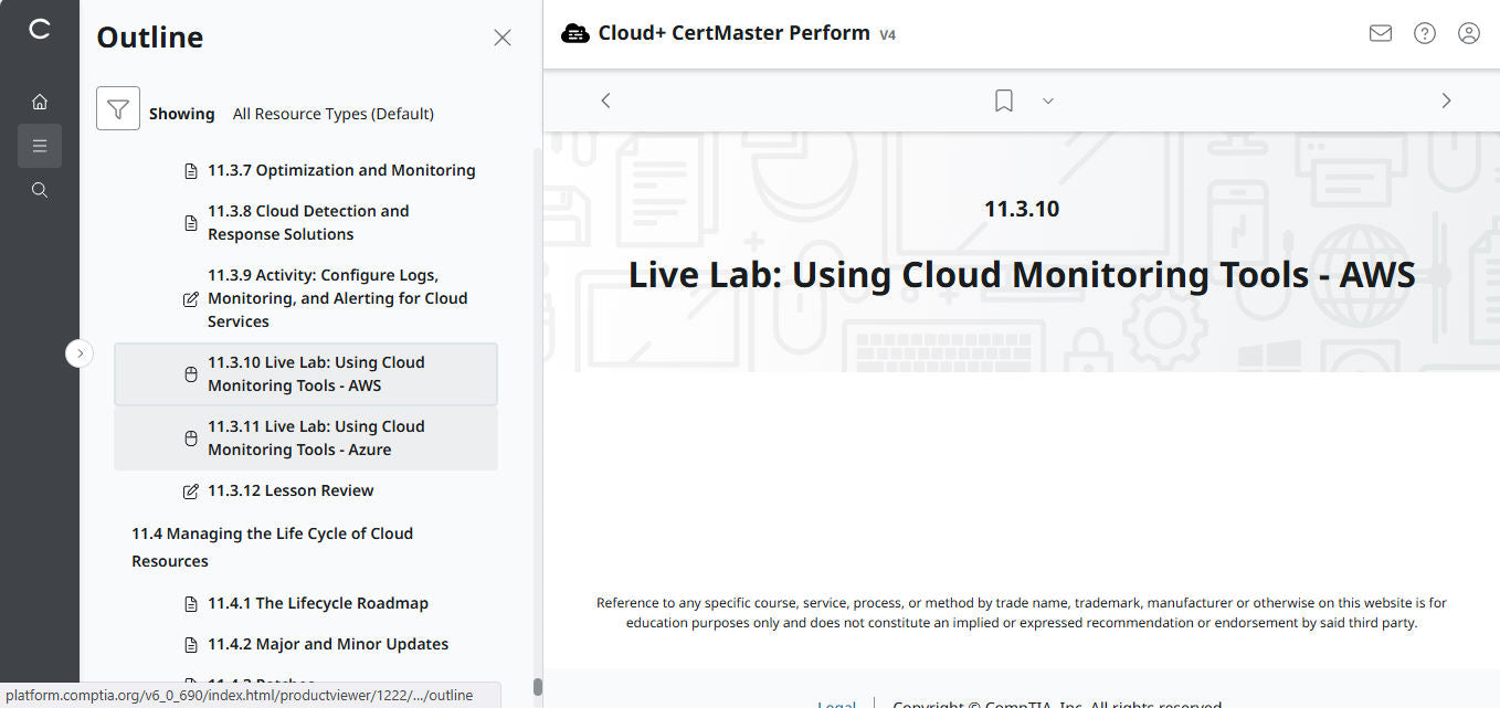 CompTIA Cloud+ CertMaster Perform (CV0-004)